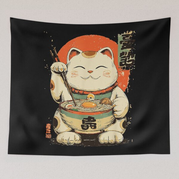 Item preview, Ramen Cat Maneki Neko Lucky Fortune Japanese Food Feline Lover designed and sold by AmaXONIC.