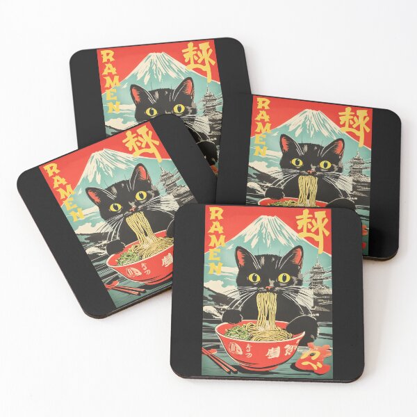 Item preview, Ramen Black Cat Japanese Food Mount Fuji Lover designed and sold by AmaXONIC.