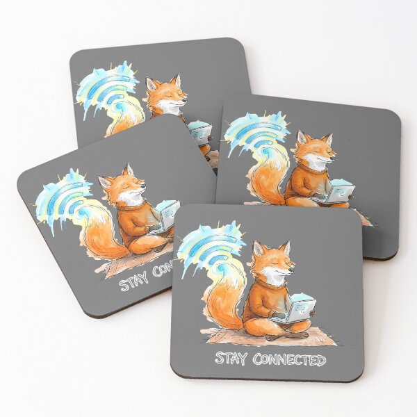 Item preview, Stay Connected - Cozy Fox with Laptop Watercolor Art designed and sold by SoulPT.