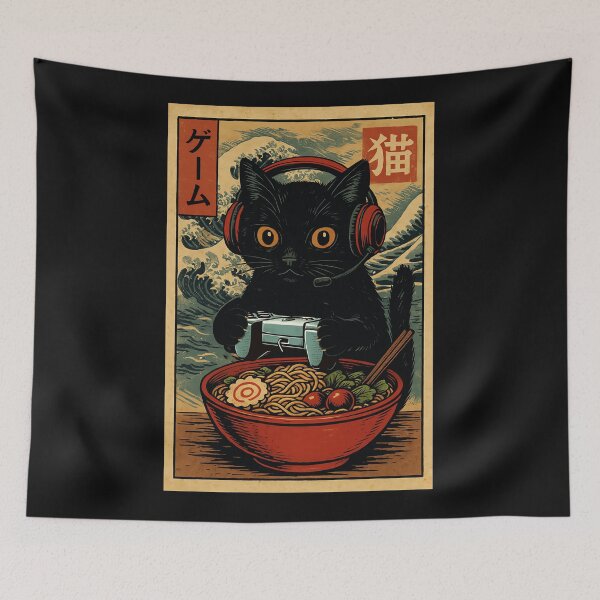 Item preview, Game Cat Neko Gamer Feline Ramen Japanese Food Fan designed and sold by AmaXONIC.