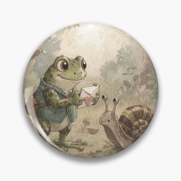 Item preview, Frog Sending a Love Letter by Snail Cottagecore Art designed and sold by PictorialWhimsy.