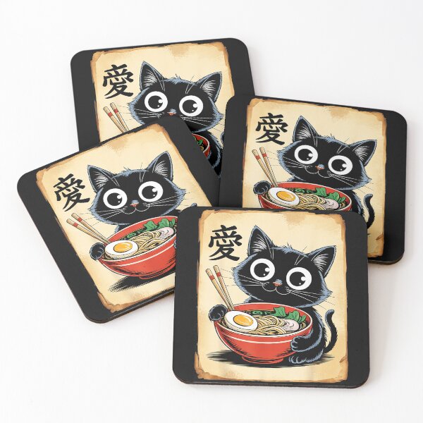 Item preview, Love Black Cat Ramen Japanese Food designed and sold by AmaXONIC.