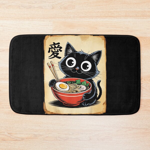 Item preview, Love Black Cat Ramen Japanese Food designed and sold by AmaXONIC.