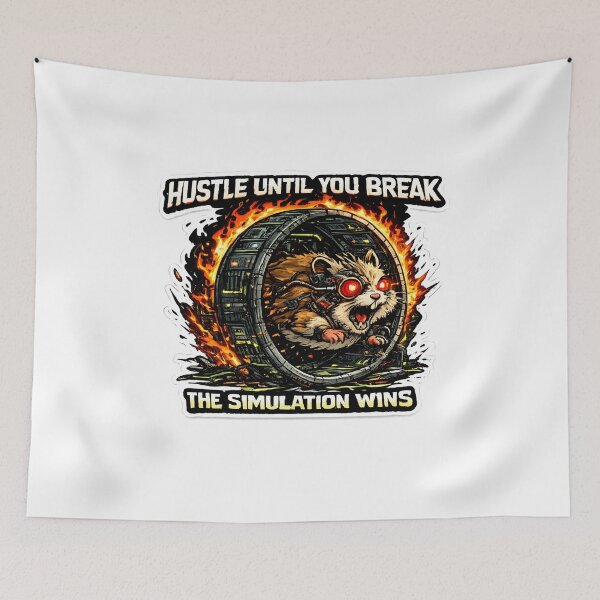 Item preview, Hustle Until You Break - Funny Cyberpunk Corporate Rat Race designed and sold by RebelVibeX.