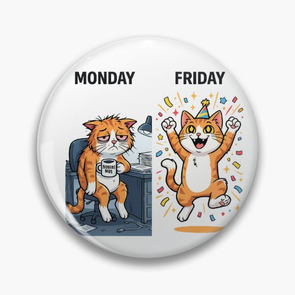 Item preview, Monday vs Friday Funny Cat Office Humor Relatable Gift designed and sold by irfanshikh.