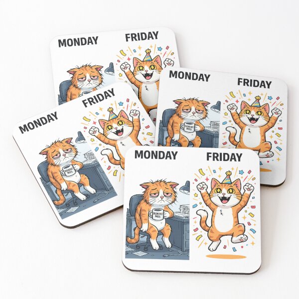 Item preview, Monday vs Friday Funny Cat Office Humor Relatable Gift designed and sold by irfanshikh.