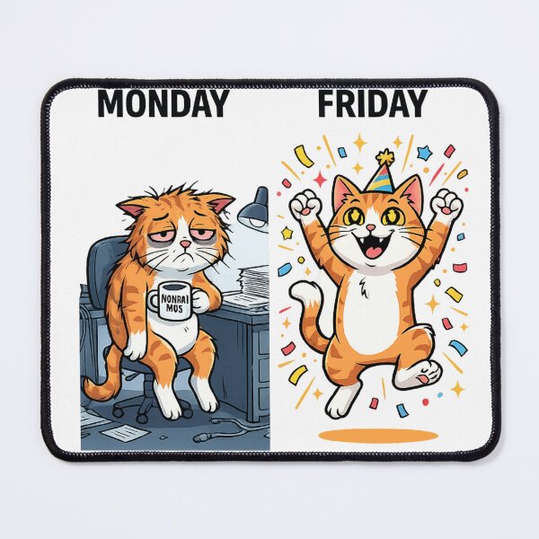 Item preview, Monday vs Friday Funny Cat Office Humor Relatable Gift designed and sold by irfanshikh.