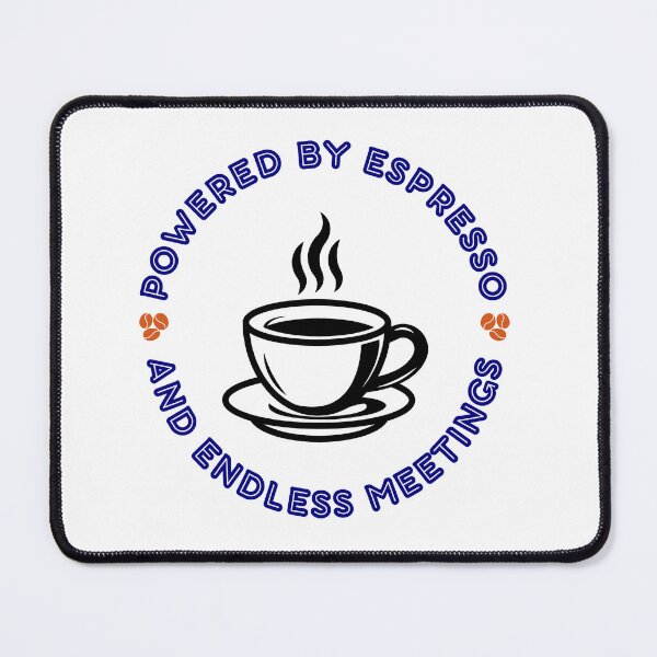 Item preview, Powered By Espresso Endless Meetings Retro Coffee Badge designed and sold by Snowy Studio Designs.
