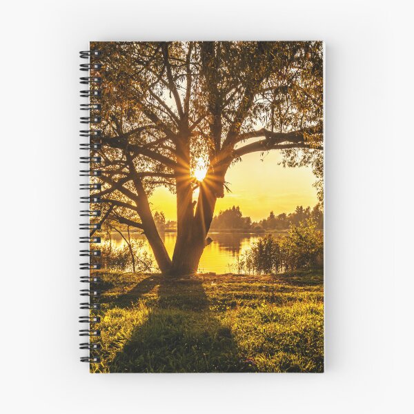 Item preview, Golden Sunset Tree Lens Flare Landscape with Lake designed and sold by MariaAbaza.