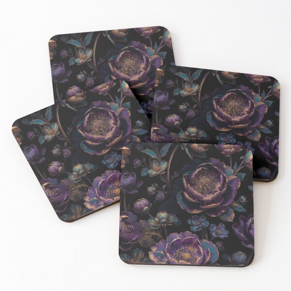 Item preview, Royal Purple Floral Pattern | Luxury Gold Botanical Flowers | Dark Elegant Flower Design designed and sold by GalleryPeak.