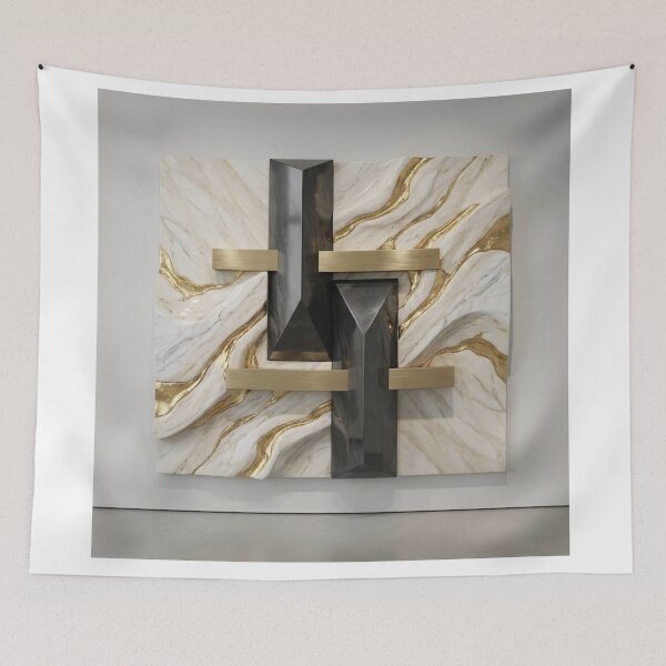 Item preview, Modern 3D Architectural Marble and Gold Relief designed and sold by Gifter-ly.