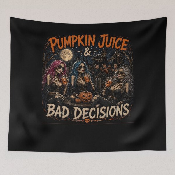 Item preview, Pumpkin Juice and Bad Decisions Gothic Halloween Skeleton Design designed and sold by MotylekAnia.