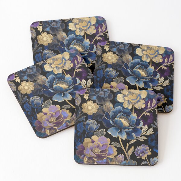 Item preview, Midnight Sapphire Floral Pattern | Luxury Blue & Purple Botanical Flowers | Elegant Dark Floral Design designed and sold by GalleryPeak.
