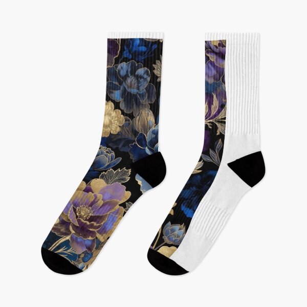 Item preview, Midnight Sapphire Floral Pattern | Luxury Blue & Purple Botanical Flowers | Elegant Dark Floral Design designed and sold by GalleryPeak.