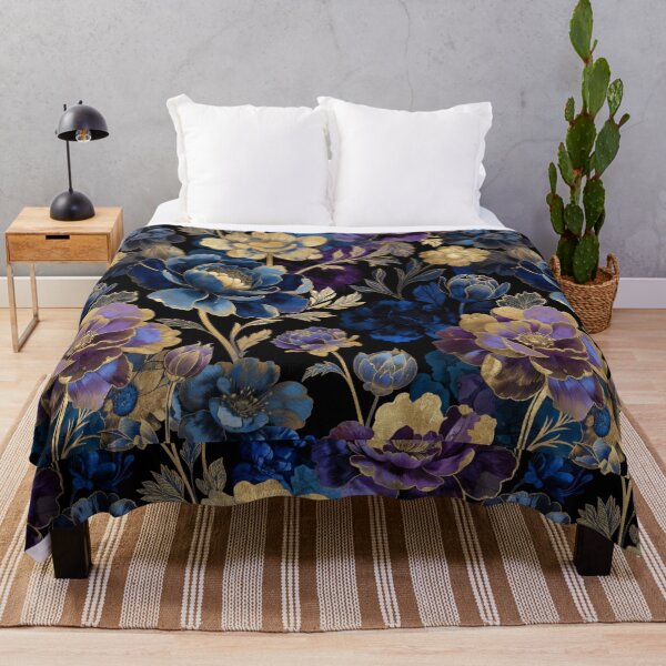 Item preview, Midnight Sapphire Floral Pattern | Luxury Blue & Purple Botanical Flowers | Elegant Dark Floral Design designed and sold by GalleryPeak.