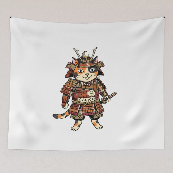 Item preview, Samurai Cat - Calico Neko Warrior of the Crescent Moon designed and sold by PM.