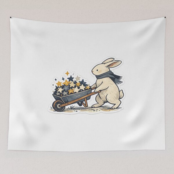 Item preview, Rabbit Carrying Stars Minimal Illustration designed and sold by Naviora.