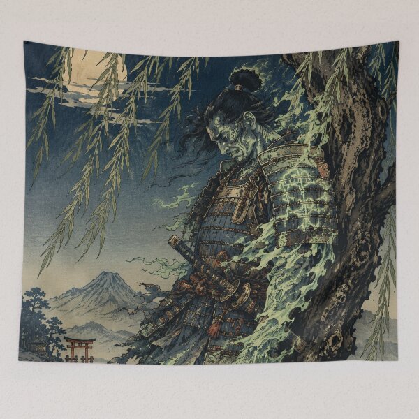 Item preview, Willow Wanderer - Vintage Japanese Samurai Ghost Ukiyo-e Woodblock designed and sold by bapupa.