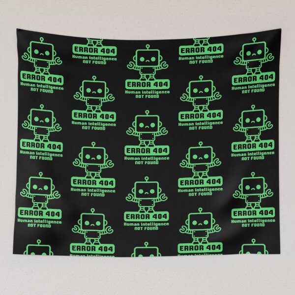 Item preview, ERROR 404: Human Intelligence Not Found - Sad Kawaii Robot Line Art designed and sold by NemiMakeit.