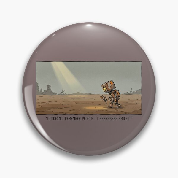 Item preview, ​It Remembers Smiles - Retro Robot Post-Apocalypse designed and sold by mAXiBoOM.