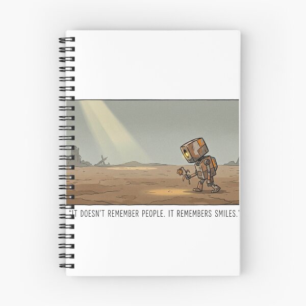 Item preview, ​It Remembers Smiles - Retro Robot Post-Apocalypse designed and sold by mAXiBoOM.