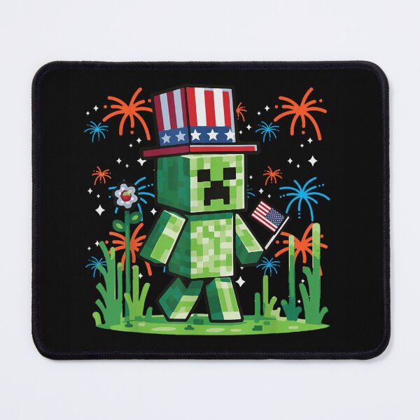 Item preview, Patriotic Green Pixel Monster Fourth Of July Uncle Sam Fireworks Illustration designed and sold by KrystinaGiGi.