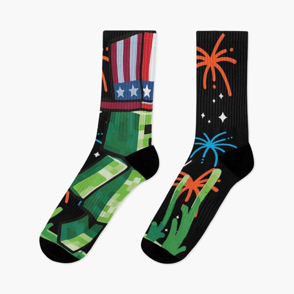 Item preview, Patriotic Green Pixel Monster Fourth Of July Uncle Sam Fireworks Illustration designed and sold by KrystinaGiGi.