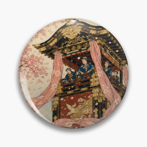 Item preview, Floral Procession - Vintage Japanese Spring Festival Ukiyo-e Woodblock designed and sold by bapupa.