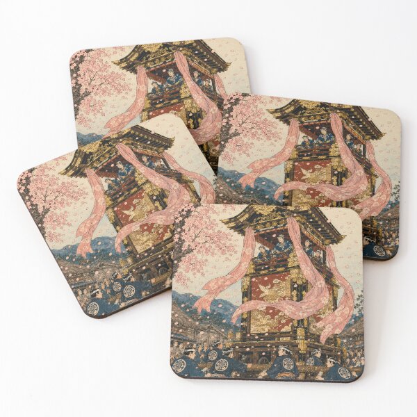 Item preview, Floral Procession - Vintage Japanese Spring Festival Ukiyo-e Woodblock designed and sold by bapupa.