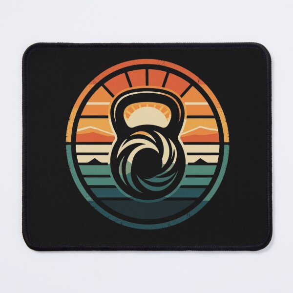 Item preview, Retro Kettlebell Fitness Silhouette Sunset Graphic designed and sold by GiggleInkTees.