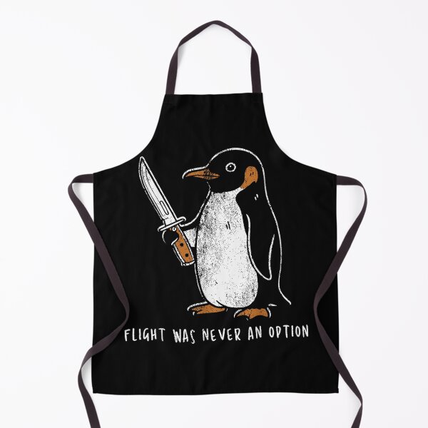 Item preview, Flight Was Never An Option Funny Penguin Holding Knife Meme Illustration designed and sold by KrystinaGiGi.