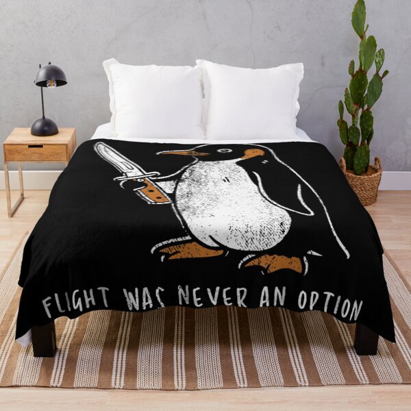 Item preview, Flight Was Never An Option Funny Penguin Holding Knife Meme Illustration designed and sold by KrystinaGiGi.