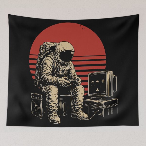 Item preview, Space Astronaut Playing Vintage Video Games designed and sold by BrownHorse90s.