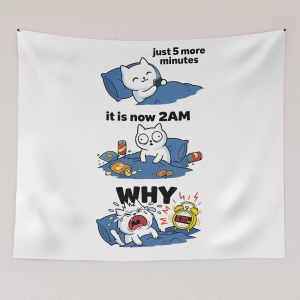 Item preview, Just 5 More Minutes 2AM Why Funny Cat Sleep Humor Gift designed and sold by irfanshikh.