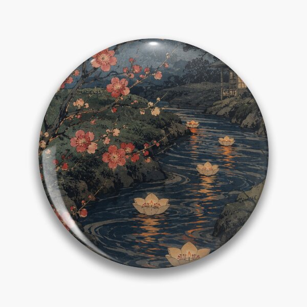Item preview, Lantern River Drift - Vintage Japanese Spring Festival Ukiyo-e Woodblock designed and sold by bapupa.