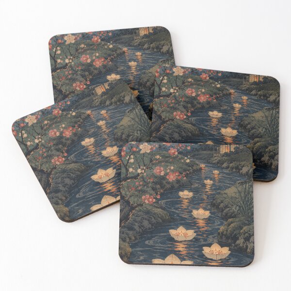 Item preview, Lantern River Drift - Vintage Japanese Spring Festival Ukiyo-e Woodblock designed and sold by bapupa.