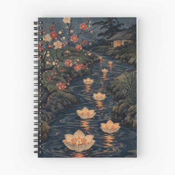 Item preview, Lantern River Drift - Vintage Japanese Spring Festival Ukiyo-e Woodblock designed and sold by bapupa.