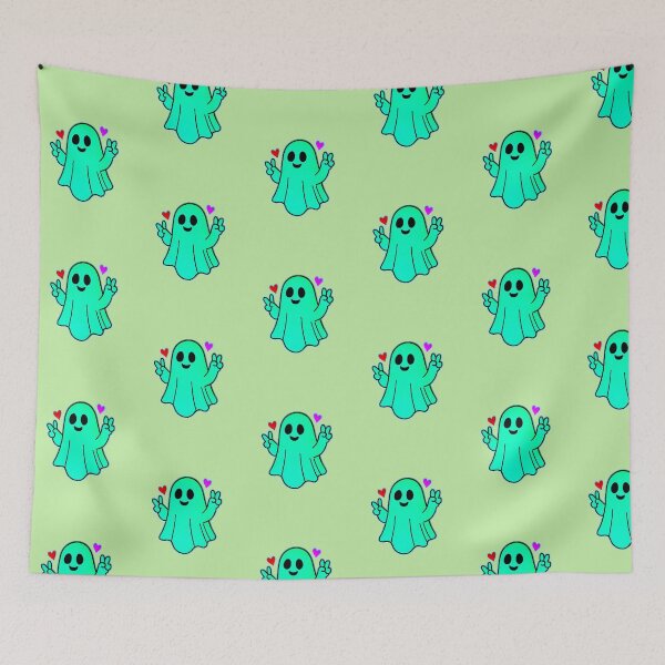 Item preview, Kawaii Ghost Peace Love Spooky Cute Hearts designed and sold by AstronautMerch.