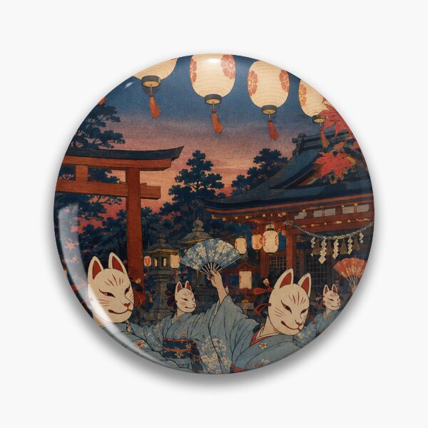 Item preview, Masked Night Dance - Vintage Japanese Spring Festival Ukiyo-e Woodblock designed and sold by bapupa.