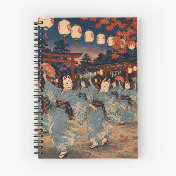 Item preview, Masked Night Dance - Vintage Japanese Spring Festival Ukiyo-e Woodblock designed and sold by bapupa.