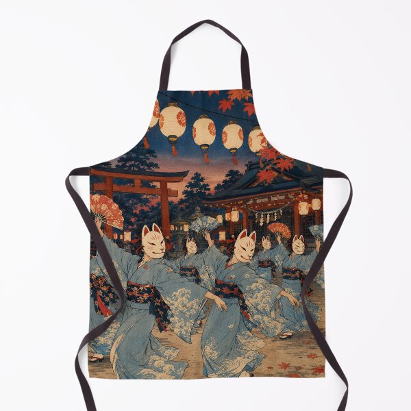 Item preview, Masked Night Dance - Vintage Japanese Spring Festival Ukiyo-e Woodblock designed and sold by bapupa.