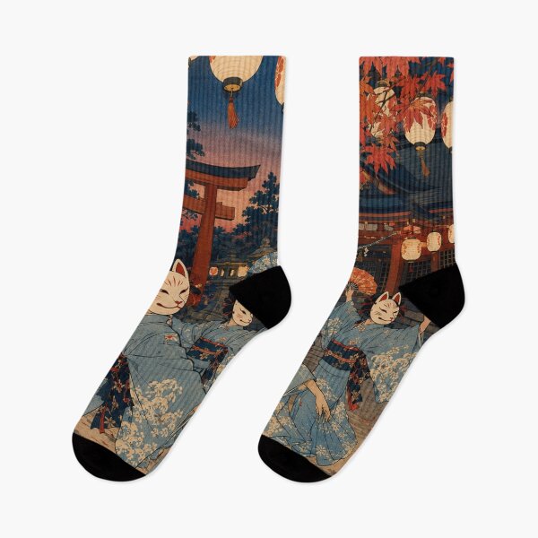 Item preview, Masked Night Dance - Vintage Japanese Spring Festival Ukiyo-e Woodblock designed and sold by bapupa.