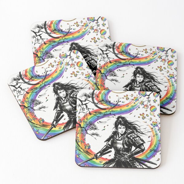 Item preview, Rainbow Samurai - Ink Wash Art designed and sold by Kokeshidreams.