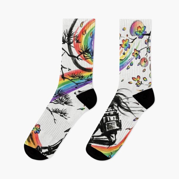 Item preview, Rainbow Samurai - Ink Wash Art designed and sold by Kokeshidreams.