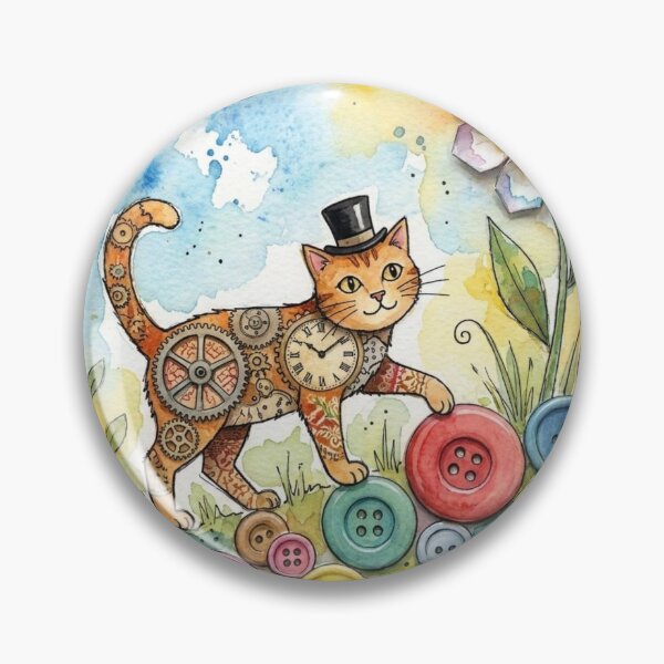 Item preview, Whimsical Steampunk Cat Mixed Media Collage designed and sold by Gifter-ly.