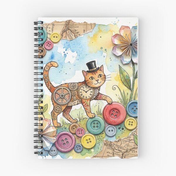 Item preview, Whimsical Steampunk Cat Mixed Media Collage designed and sold by Gifter-ly.
