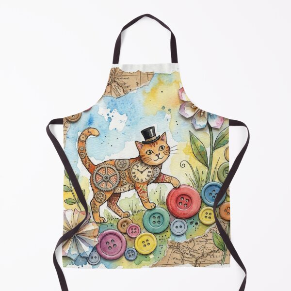 Item preview, Whimsical Steampunk Cat Mixed Media Collage designed and sold by Gifter-ly.