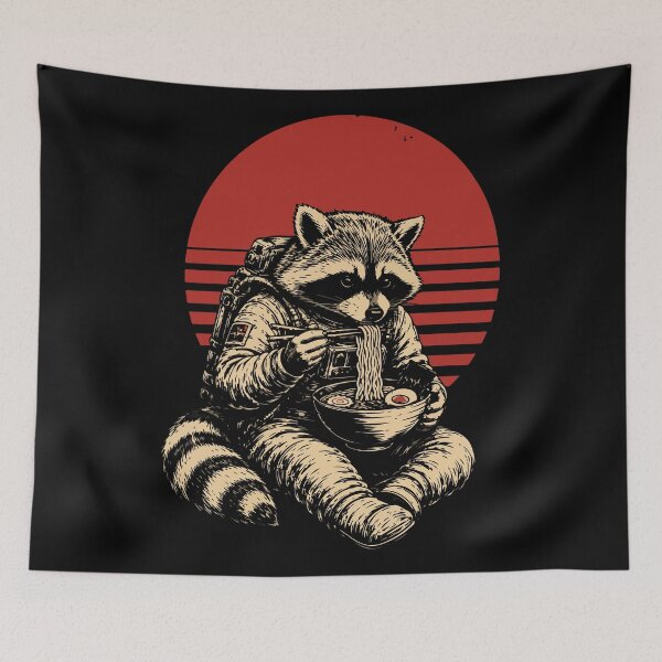 Item preview, Astronaut Raccoon Eating Ramen Noodles designed and sold by BrownHorse90s.