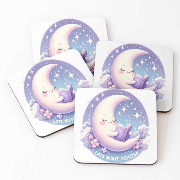 Item preview, Late Night Reader Moon | Cute Moon Holding Book Design designed and sold by BookedAndDesign.