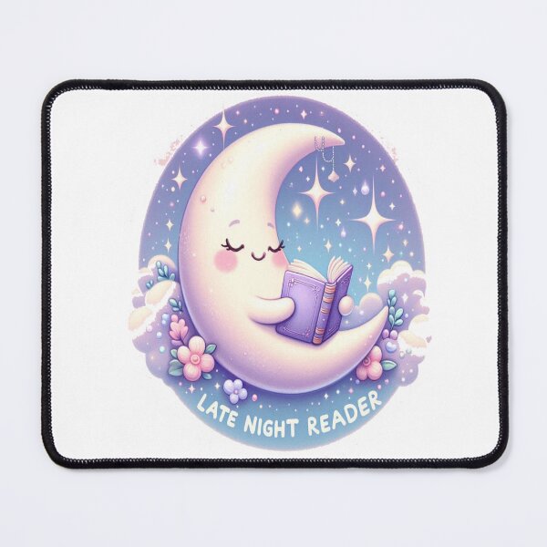 Item preview, Late Night Reader Moon | Cute Moon Holding Book Design designed and sold by BookedAndDesign.